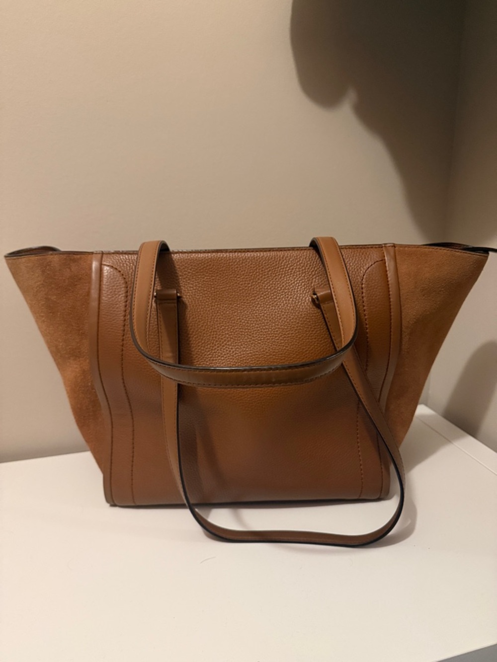 Michael Kors Cognac Leather Tote with Suede Panels - Picture 2 of 3